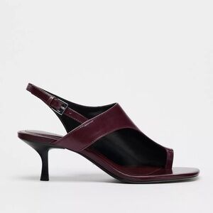 Zara Leather Burgundy Slingback Heels NWT